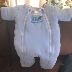 Blue baby Merlin’s magic sleepsuit size large 6-9 months good used condition